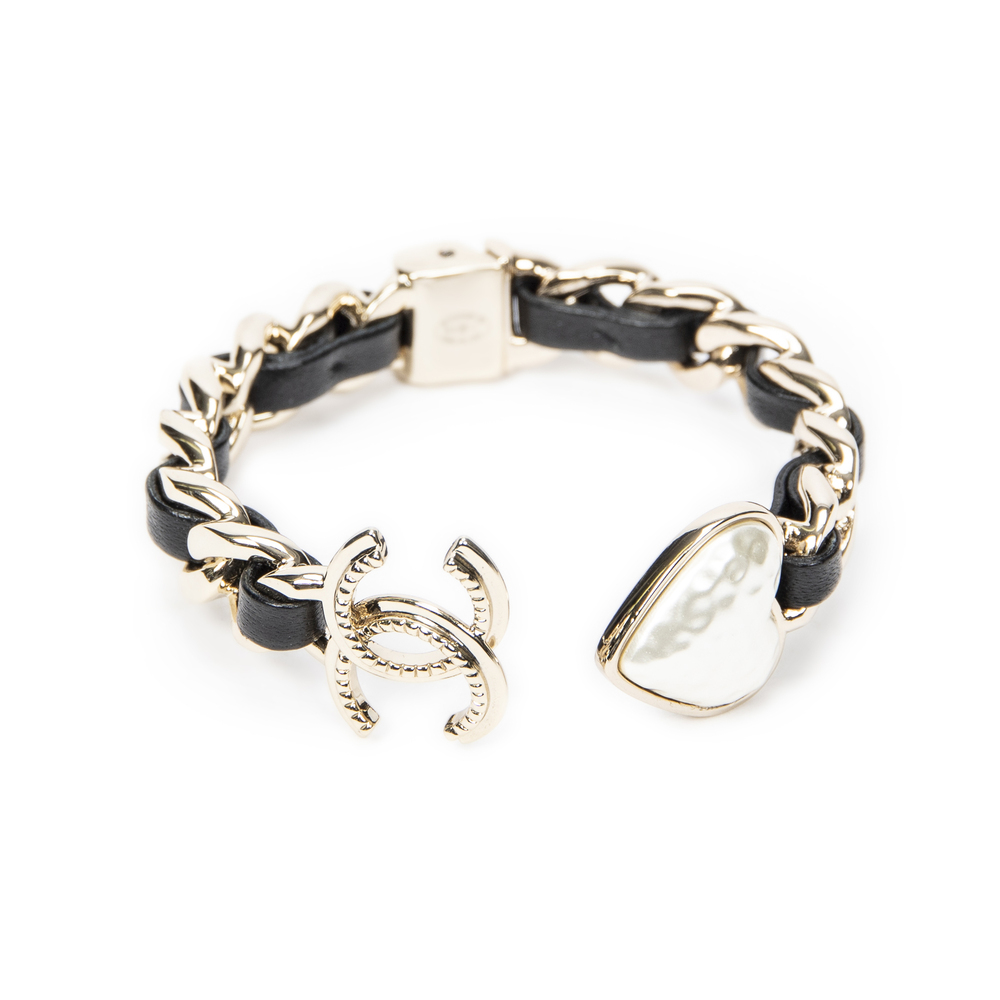 Chanel CC Heart Chain Link Cuff Bracelet